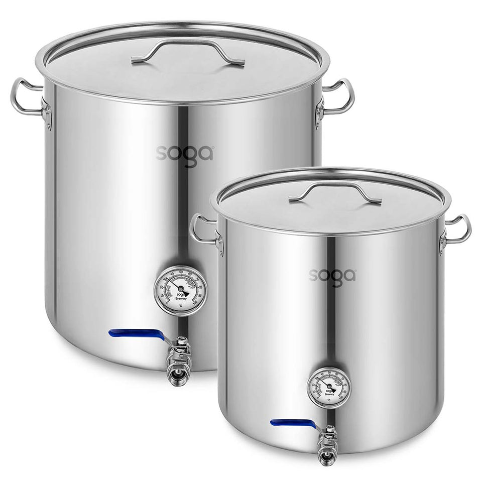 SOGA Stainless Steel Brewery Pot 33L 71L With Beer Valve 35CM 45CM