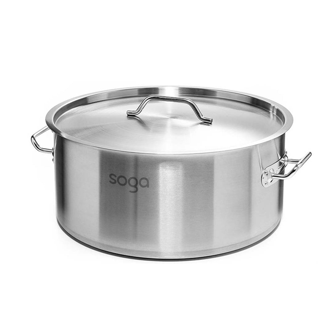 SOGA Stock Pot 32L Top Grade Thick Stainless Steel Stockpot 18/10