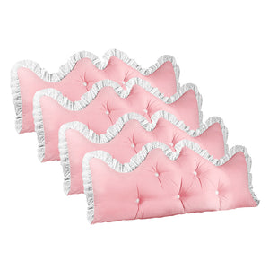 SOGA 4X 120cm Pink Princess Bed Pillow Headboard Backrest Bedside Tatami Sofa Cushion with Ruffle Lace Home Decor