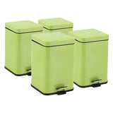 SOGA 4X Foot Pedal Stainless Steel Rubbish Recycling Garbage Waste Trash Bin Square 6L Green