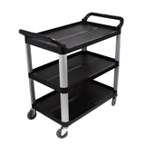 SOGA 3 Tier Food Trolley Food Waste Cart Storage Mechanic Kitchen Black 83.5x43x95cm Small