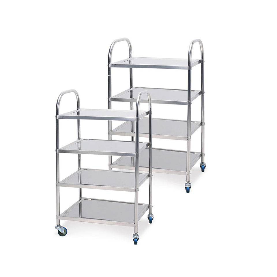 SOGA 2X 4 Tier 860x540x1170 Stainless Steel Kitchen Dining Food Cart Trolley Utility