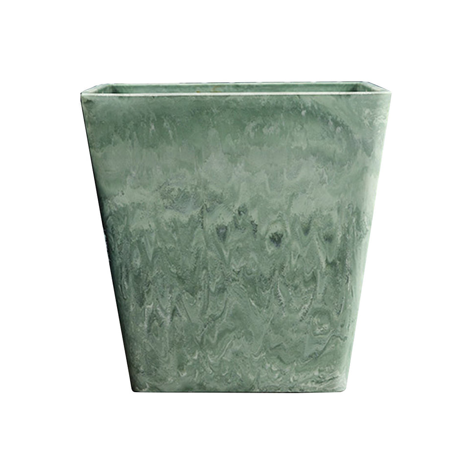 SOGA 27cm Green Grey Square Resin Plant Flower Pot in Cement Pattern Planter Cachepot for Indoor Home Office