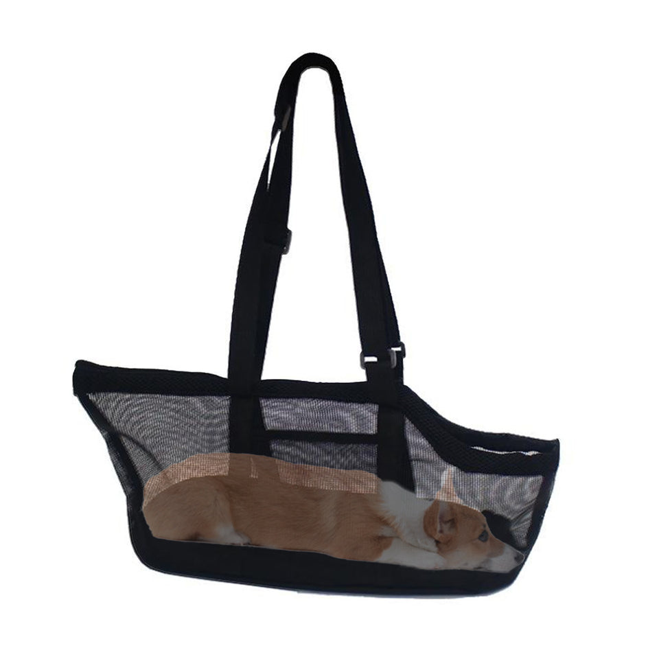 SOGA Black Pet Carrier Bag Breathable Net Mesh Tote Pouch Dog Cat Travel Essentials