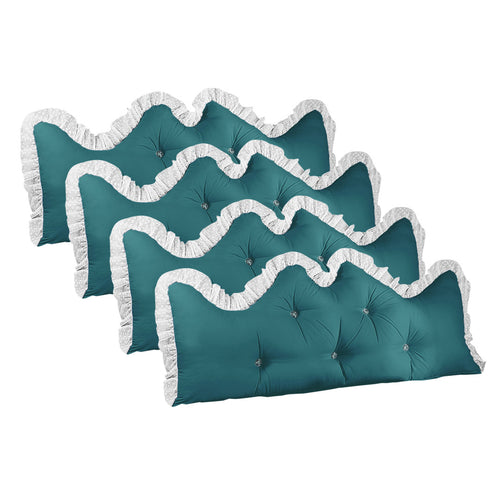 SOGA 4X 120cm Blue-Green Princess Bed Pillow Headboard Backrest Bedside Tatami Sofa Cushion with Ruffle Lace Home Decor