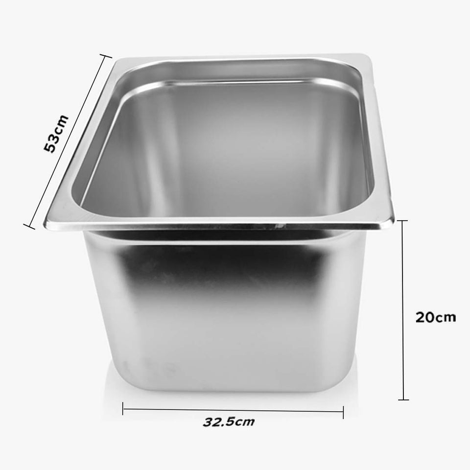 SOGA Gastronorm GN Pan Full Size 1/1 GN Pan 20cm Deep Stainless Steel Tray With Lid