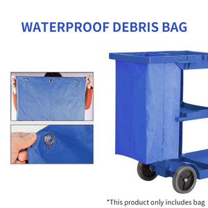 SOGA 2X Oxford Waterproof Reusable Janitor Housekeeping Cart Replacement Bag Blue