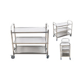 SOGA 2X 3 Tier 95x50x95cm Stainless Steel Kitchen Dinning Food Cart Trolley Utility Size Large