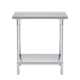 SOGA 2-Tier Commercial Catering Kitchen Stainless Steel Prep Work Bench Table 80*70*85cm