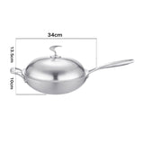 SOGA 18/10 Stainless Steel Fry Pan 34cm Frying Pan Top Grade Skillet with Helper Handle and Lid