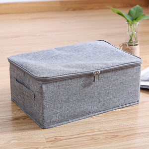 SOGA Grey Small Portable Double Zipper Storage Box Moisture Proof Clothes Basket Foldable Home Organiser