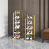 SOGA 2X 6 Tier Gold Plated Metal Shoe Organizer Space Saving Portable Footwear Storage Shelf