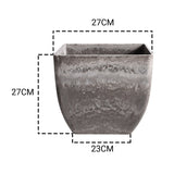 SOGA 27cm Rock Grey Square Resin Plant Flower Pot in Cement Pattern Planter Cachepot for Indoor Home Office