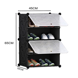 SOGA 4 Tier Shoe Rack Organizer Sneaker Footwear Storage Stackable Stand Cabinet Portable Wardrobe with Cover