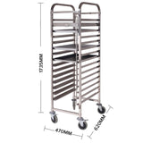 SOGA Gastronorm Trolley 15 Tier Stainless Steel Cake Bakery Trolley Suits 60*40cm Tray