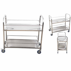 SOGA 2 Tier Stainless Steel Drink Wine Food Utility Cart 85x45x90cm Medium