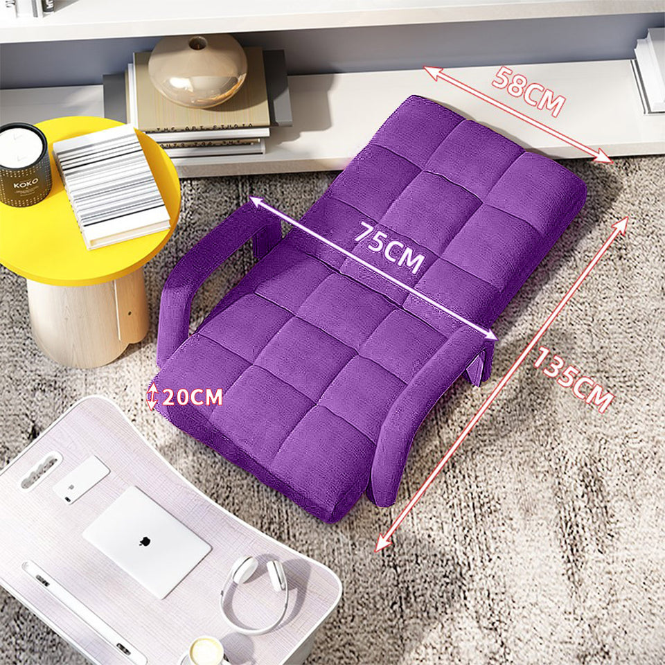 SOGA 4X Foldable Lounge Cushion Adjustable Floor Lazy Recliner Chair with Armrest Purple