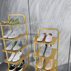 SOGA 6 Tier Gold Plated Metal Shoe Organizer Space Saving Portable Footwear Storage Shelf