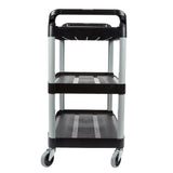 SOGA 3 Tier Food Trolley Food Waste Cart Storage Mechanic Kitchen Black Large