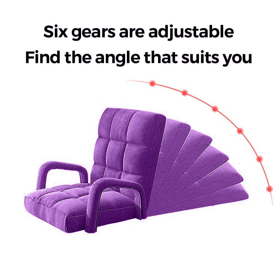 SOGA 4X Foldable Lounge Cushion Adjustable Floor Lazy Recliner Chair with Armrest Purple