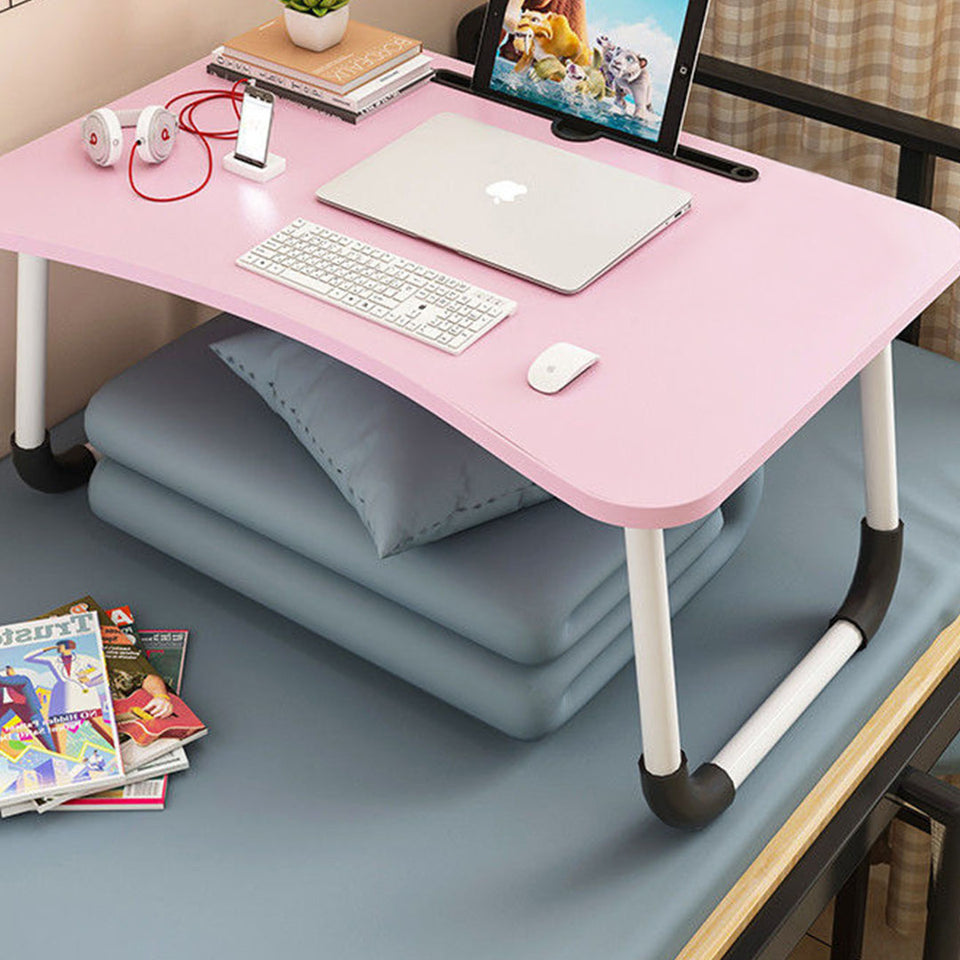 SOGA Pink Portable Bed Table Adjustable Foldable Bed Sofa Study Table Laptop Mini Desk with Notebook Stand Card Slot Holder Home Decor