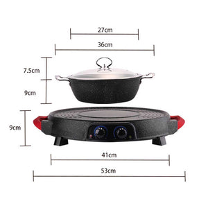 SOGA 2 in 1 Electric Stone Coated Grill Plate Steamboat Two Division Hotpot