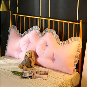 SOGA 120cm Pink Princess Bed Pillow Headboard Backrest Bedside Tatami Sofa Cushion with Ruffle Lace Home Decor