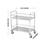 SOGA 2X 2 Tier 85x45x90cm Stainless Steel Drink Wine Food Utility Cart Medium