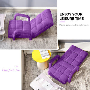 SOGA 4X Foldable Lounge Cushion Adjustable Floor Lazy Recliner Chair with Armrest Purple