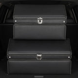 SOGA 56cm Leather Car Boot Collapsible Foldable Trunk Cargo Organizer Portable Storage Box with Lock Black