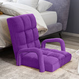 SOGA 4X Foldable Lounge Cushion Adjustable Floor Lazy Recliner Chair with Armrest Purple