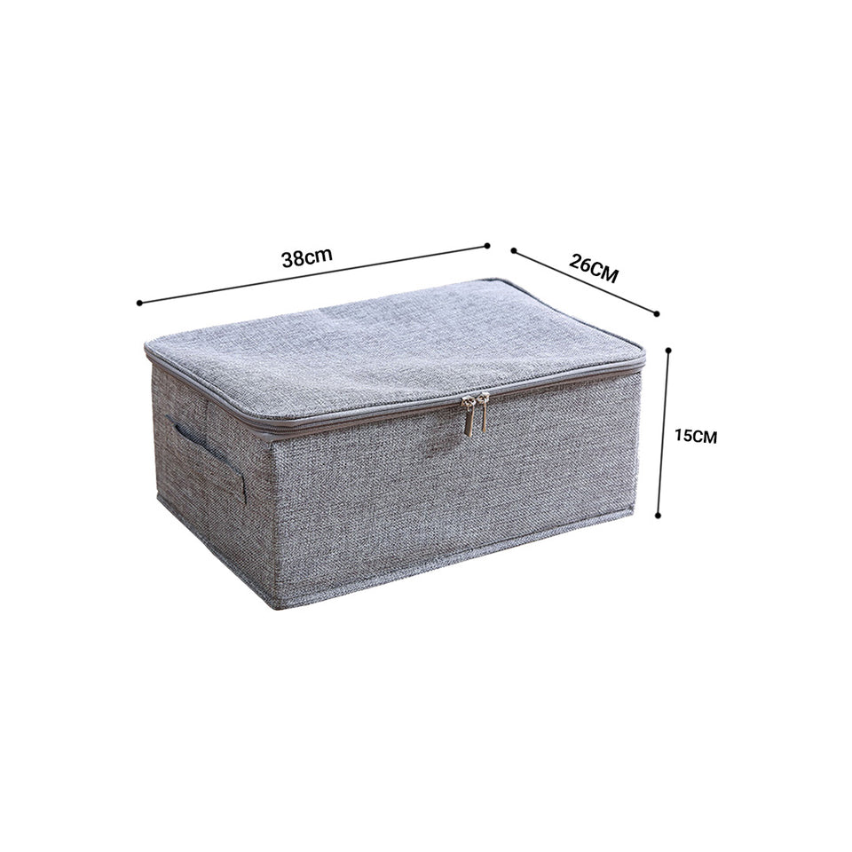 SOGA Grey Small Portable Double Zipper Storage Box Moisture Proof Clothes Basket Foldable Home Organiser