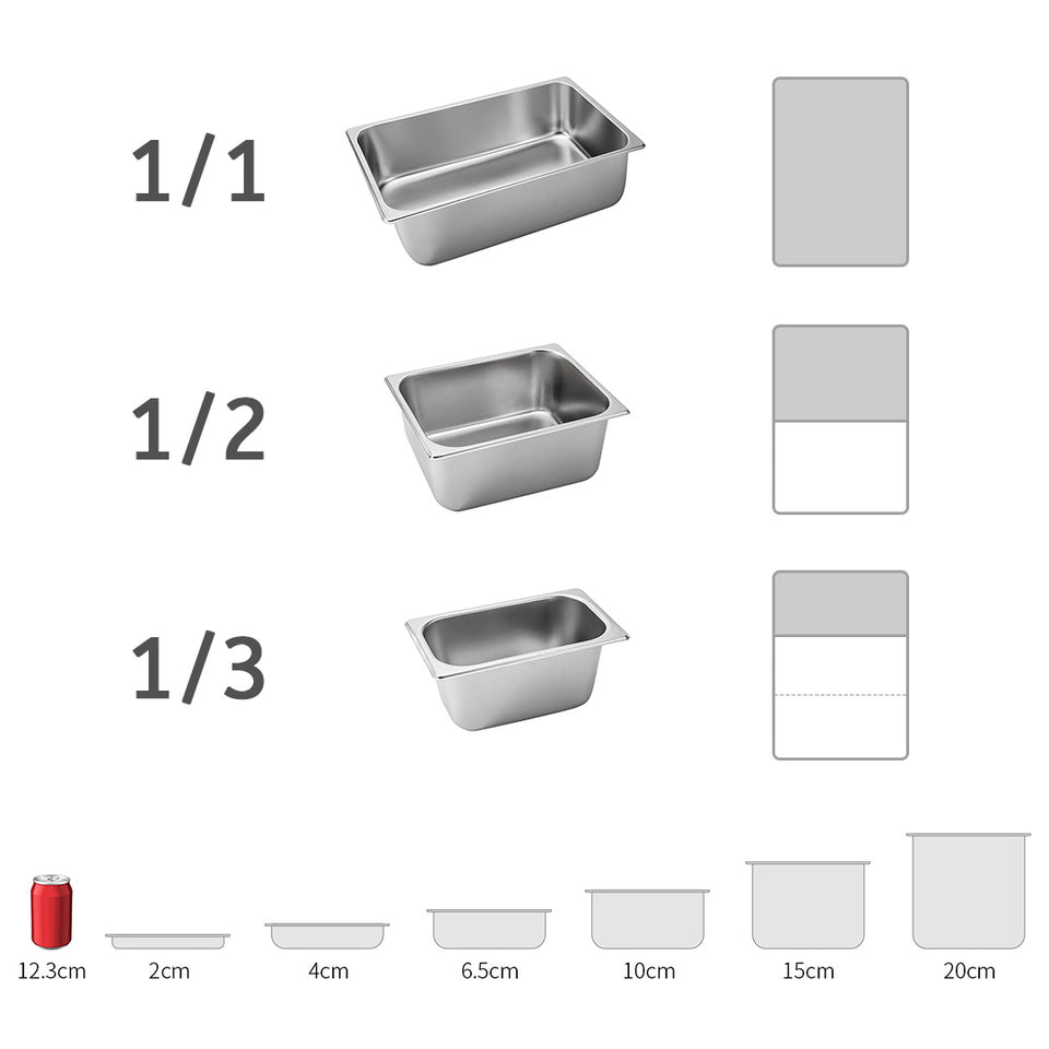 SOGA 4X Gastronorm GN Pan Full Size 1/1 GN Pan 4cm Deep Stainless Steel Tray with Lid