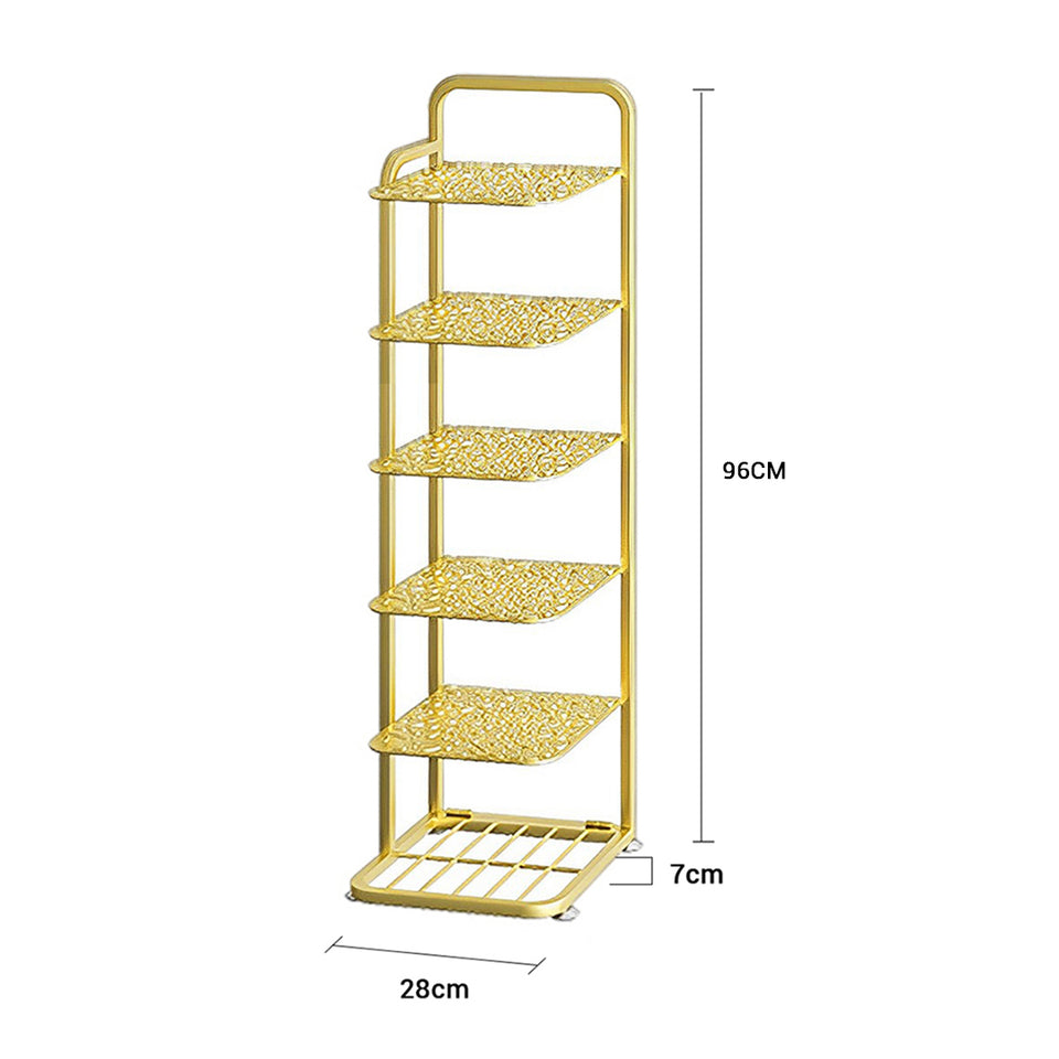 SOGA 2X 6 Tier Gold Plated Metal Shoe Organizer Space Saving Portable Footwear Storage Shelf