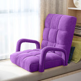 SOGA 4X Foldable Lounge Cushion Adjustable Floor Lazy Recliner Chair with Armrest Purple