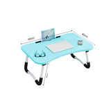 SOGA 2X Blue Portable Bed Table Adjustable Foldable Bed Sofa Study Table Laptop Mini Desk with Notebook Stand Card Slot Holder Home Decor