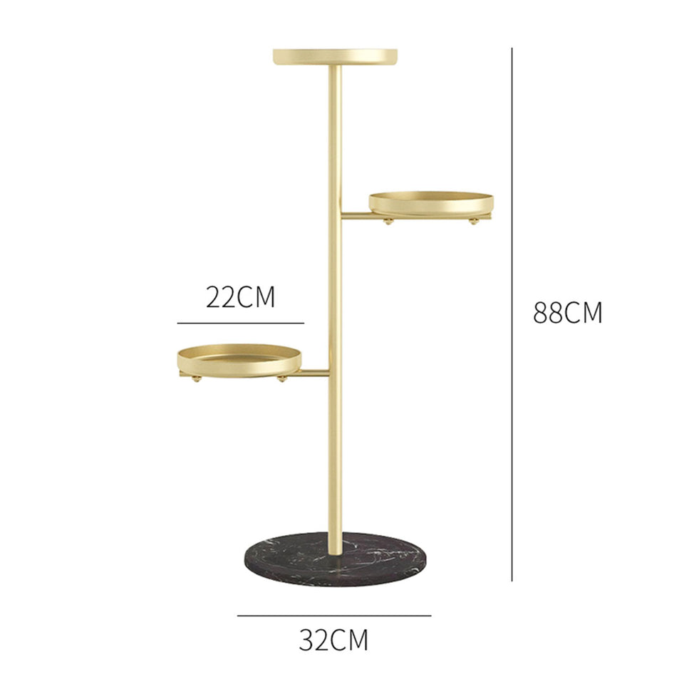 SOGA 2X 3 Tier Gold Round Plant Stand Flowerpot Tray Display Living Room Balcony Metal Decorative Shelf