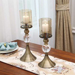 SOGA 2X 38cm Glass Candle Holder Candle Stand Glass/Metal