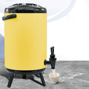 SOGA 4X 18L Stainless Steel Insulated Milk Tea Barrel Hot and Cold Beverage Dispenser Container with Faucet Yellow