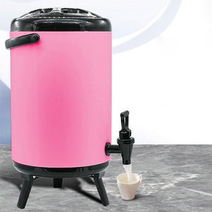 SOGA 2X 8L Stainless Steel Insulated Milk Tea Barrel Hot and Cold Beverage Dispenser Container with Faucet Pink