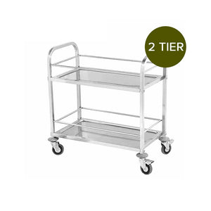 SOGA 2X 2 Tier 85x45x90cm Stainless Steel Drink Wine Food Utility Cart Medium