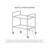 SOGA 2X 2 Tier 85x45x90cm Stainless Steel Kitchen Trolley Bowl Collect Service Food Cart Medium