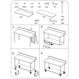 SOGA 150cm Commercial Catering Kitchen Stainless Steel Prep Work Bench Table with Backsplash and Caster Wheels