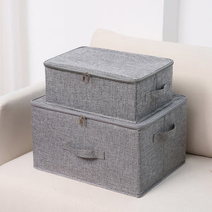 SOGA Grey Small Portable Double Zipper Storage Box Moisture Proof Clothes Basket Foldable Home Organiser