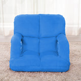 SOGA Foldable Lounge Cushion Adjustable Floor Lazy Recliner Chair with Armrest Blue