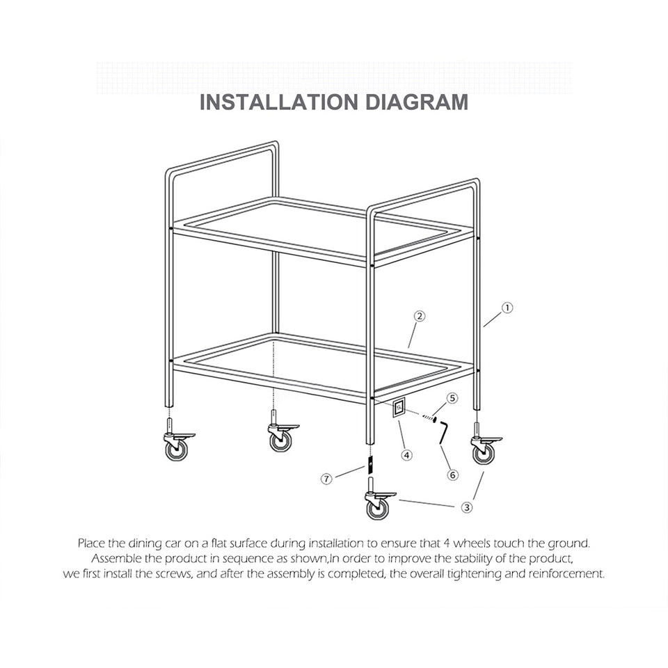 SOGA 2X 3 Tier 95x50x95cm Stainless Steel Kitchen Dinning Food Cart Trolley Utility Size Large