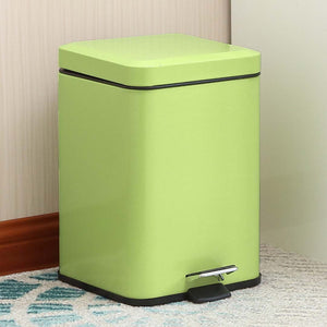 SOGA 4X Foot Pedal Stainless Steel Rubbish Recycling Garbage Waste Trash Bin Square 6L Green