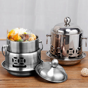 SOGA Stainless Steel Mini Asian Buffet Hot Pot Single Person Shabu Alcohol Stove Burner with Lid