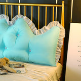 SOGA 4X 120cm Light Blue Princess Bed Pillow Headboard Backrest Bedside Tatami Sofa Cushion with Ruffle Lace Home Decor