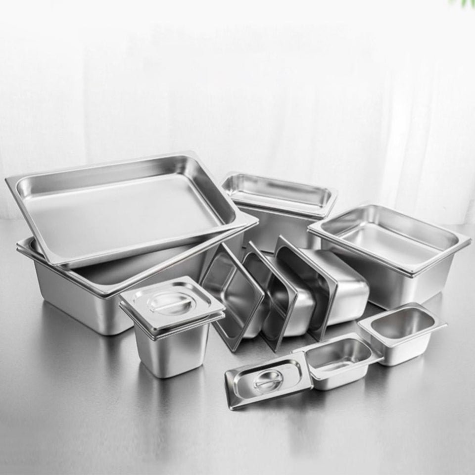 SOGA 4X Gastronorm GN Pan Full Size 1/3 GN Pan 6.5 cm Deep Stainless Steel Tray